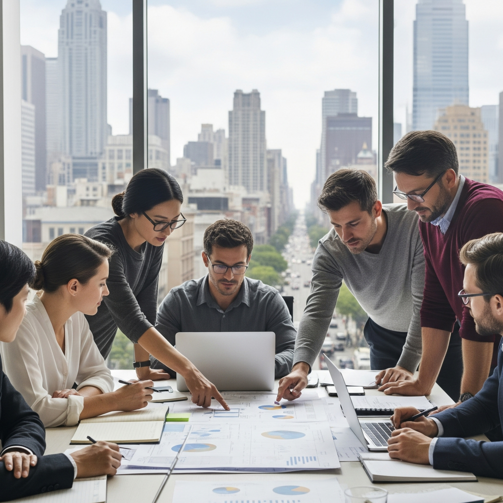 Team collaborating on a project